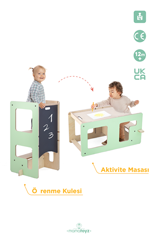 Flip | Mint 3'ü 1 Arada Öğrenme Kulesi & Aktivite Masası & Yazı Tahtası 3