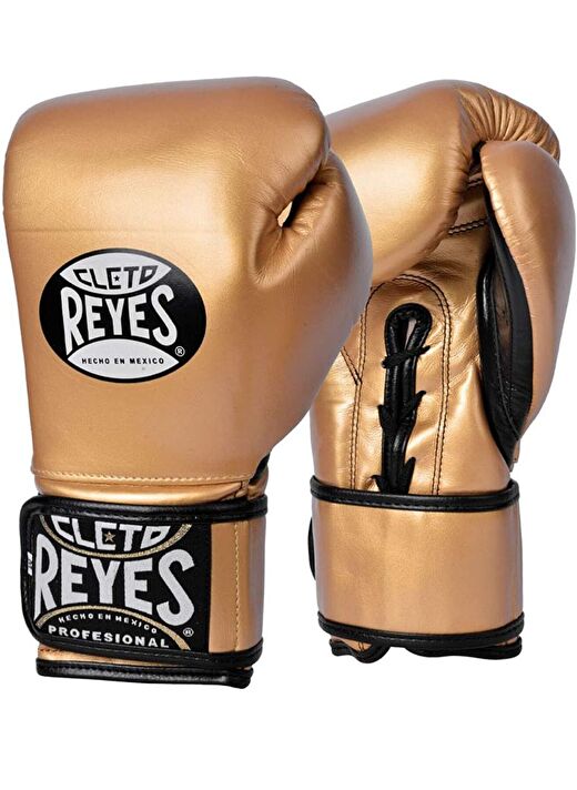 Cleto Reyes Gold Leather Strap & Attached Thumb and Hook & Loop Closure Boks Eldiveni Gold 1