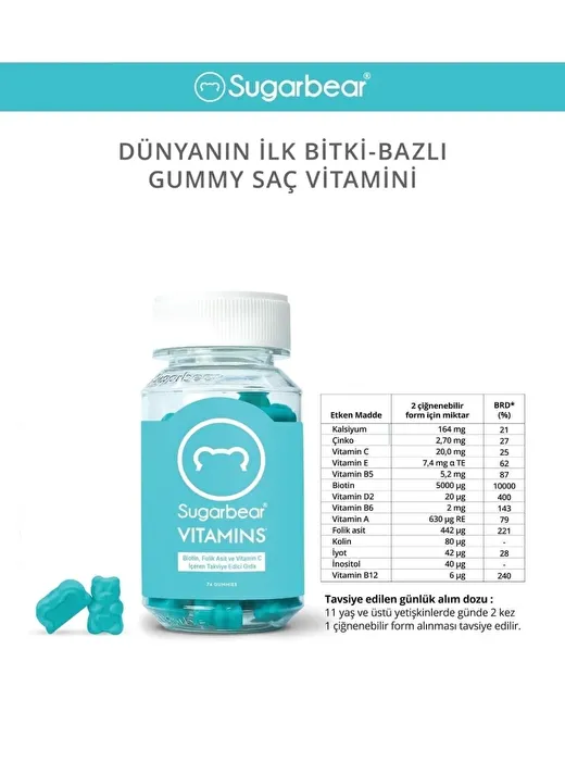 SugarBear Saç Vitamini 74 Adet Kapsül İkili Fırsat Paketi 3