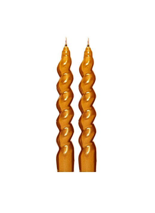 2li Twirl Glow Gold Şamdan Mum Seti (18 cm) 1