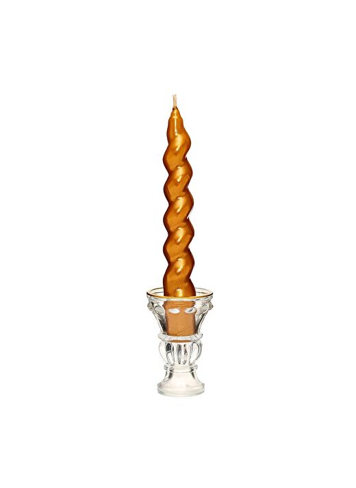 2li Twirl Glow Gold Şamdan Mum Seti (18 cm) 2