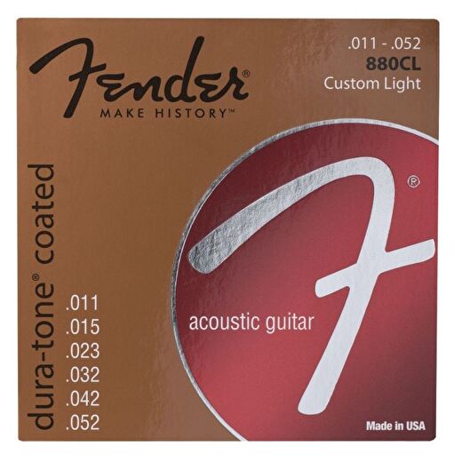 Fender Dura-Tone Coated 80/20 880CL 11-52 Akustik Gitar Telleri 1