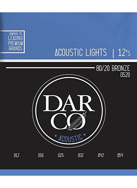 Martin Co Darco D520 80/20 Bronze Akustik Gitar Teli, Light 12-54 1