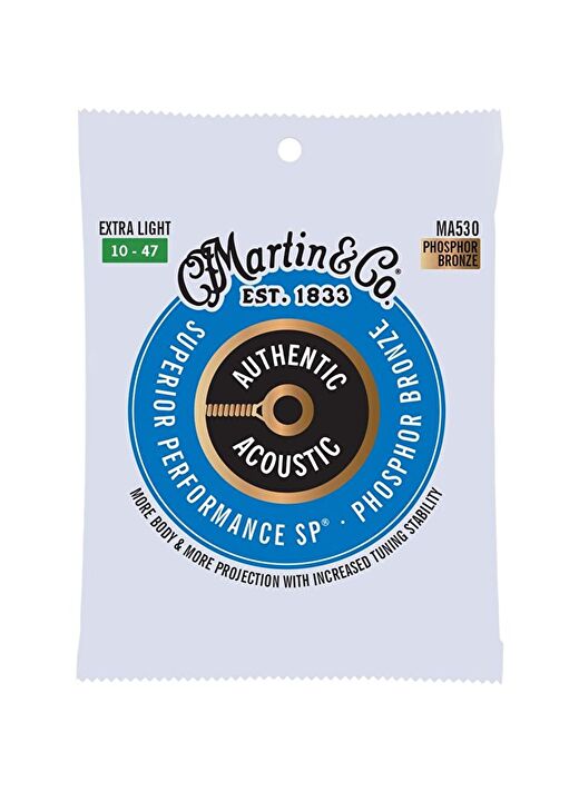 Martin Co MA530 SP Phosphor Bronze Akustik Gitar Telleri (Ultra Light 10-47) 1