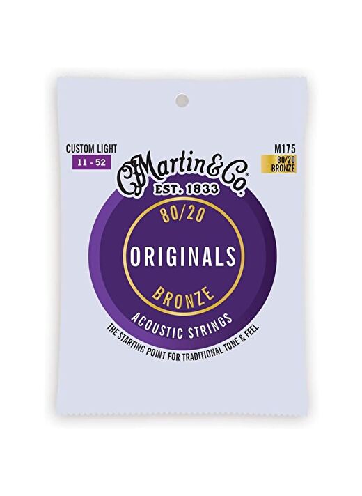 Martin Co M175 "Original M175" Bronze Akustik Gitar Teli Custom Light 11-52 1