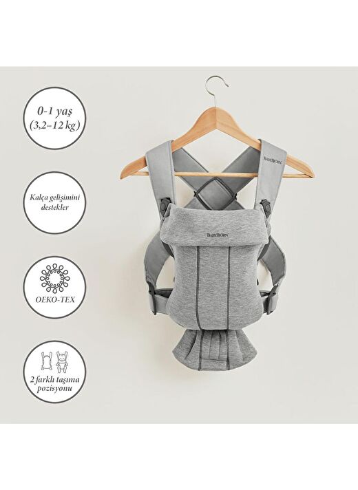 BabyBjörn Kanguru Mini 3D Cotton Jersey / Light Grey 3