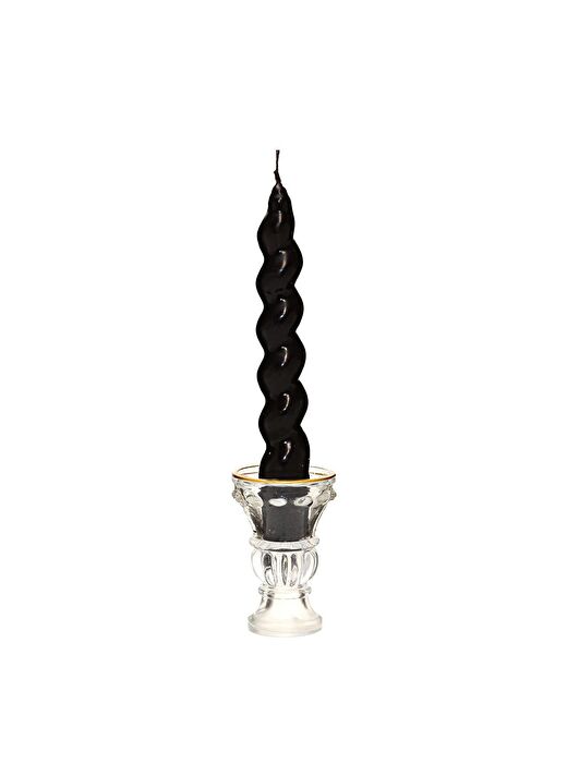 2li Twirl Glow Siyah Şamdan Mum Seti (18 cm) 1