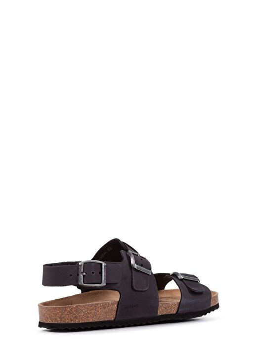 Geox Erkek Siyah Ghita Nubuk Deri Sandalet U159VA00032C9999 2