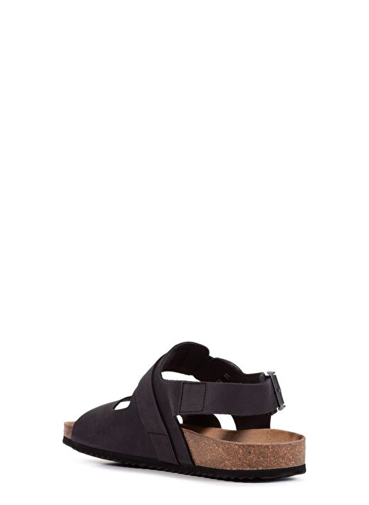 Geox Erkek Siyah Ghita Nubuk Deri Sandalet U159VA00032C9999 4