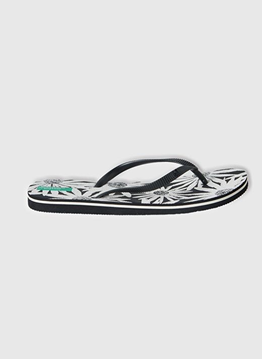 Unisex Siyah Mix Tamamı Desenli Logo Baskılı Parmak Arası Terlik 1