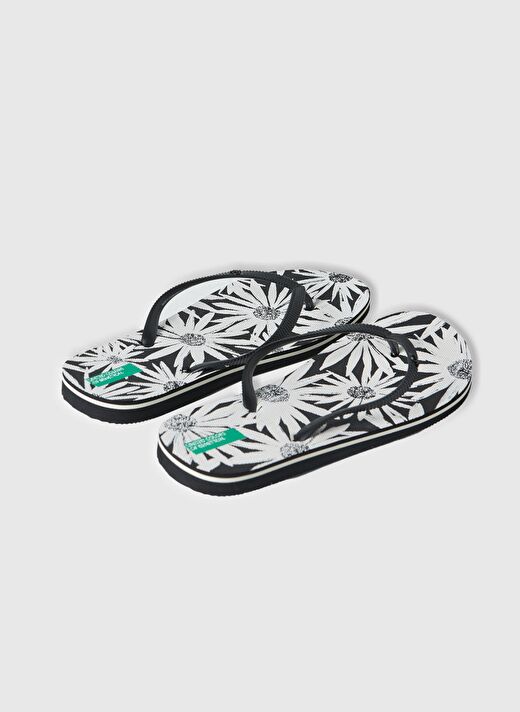 Unisex Siyah Mix Tamamı Desenli Logo Baskılı Parmak Arası Terlik 2