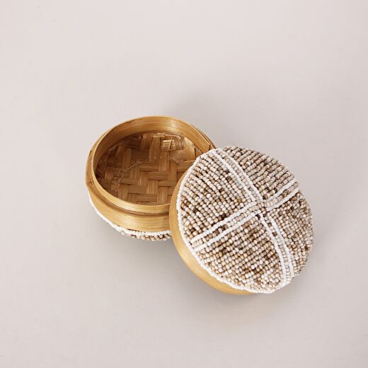 Bali Boncuklu Bambu Saklama Kutusu 11x8 cm 2