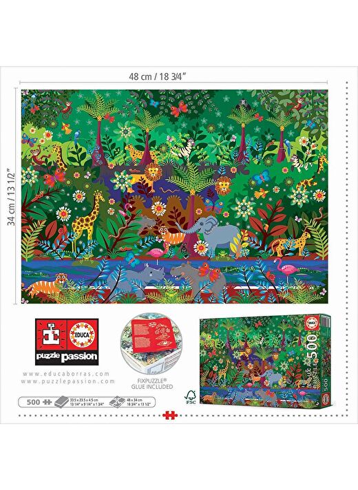 Educa 500 Parçalık Çocuk Ve Yetişkinler İçin Orman (Jungle) Puzzle 2