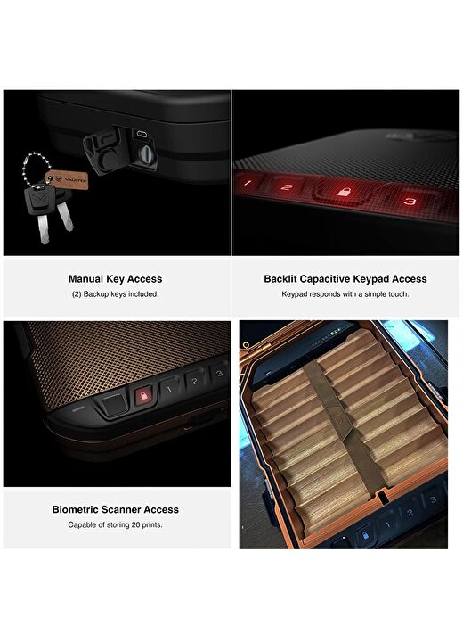 Vaultek Lifepod 2.0  Biometric Seyahat Humidoru Antik Brass 3