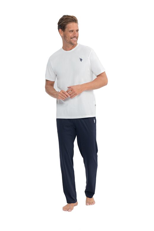 U.S. Polo Assn. -  Erkek Ekru Yuvarlak Yaka Pijama Takımı  1
