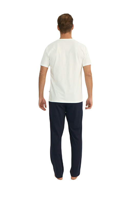 U.S. Polo Assn. -  Erkek Ekru Yuvarlak Yaka Pijama Takımı  3