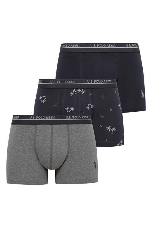 U.S. Polo Assn.  Erkek 200 Lacivert-Antrasit Melanj - Lacivert 3 lü Boxer  1