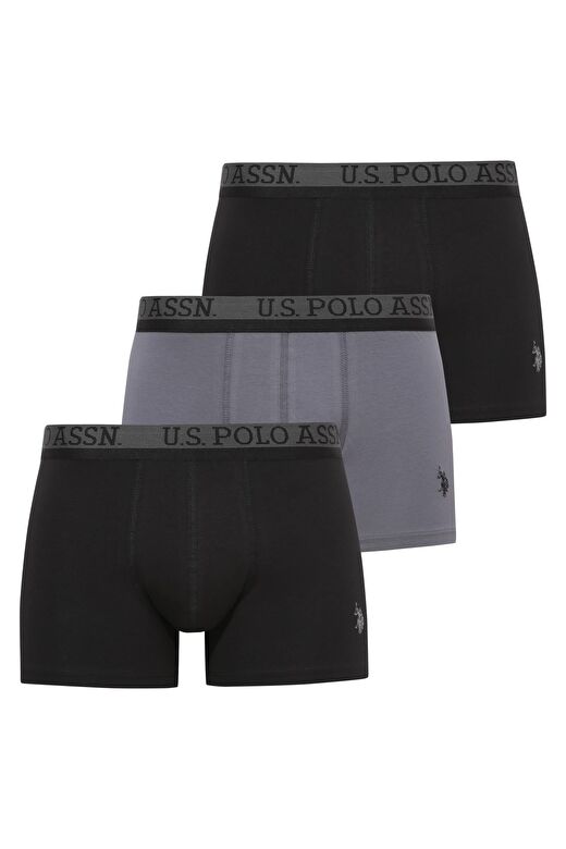 U.S. Polo Assn.  Erkek 201 Siyah-Antrasit Melanj - Siyah 3 lü Boxer  1