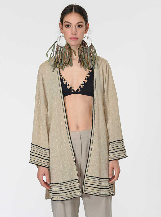 Çizgi Desenli Kadın Kimono Standart Renk Y1964114_089 1