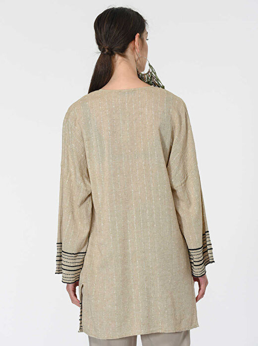 Çizgi Desenli Kadın Kimono Standart Renk Y1964114_089 2