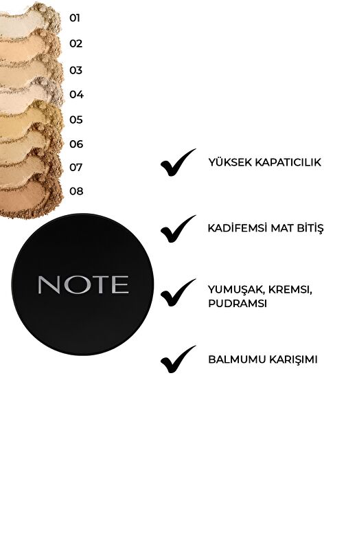 Note Luminous Silk Compact Powder 03 Medium Beige Mat Bitişli Toz Yüz Pudrası Medium Beige 2