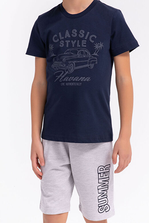 Rolypoly Classic Style Lacivert Erkek Çocuk Bermuda Takım 4