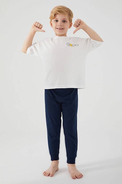 Rolypoly Cool Krem Erkek Çocuk Kısa Kol Pijama Takım 2