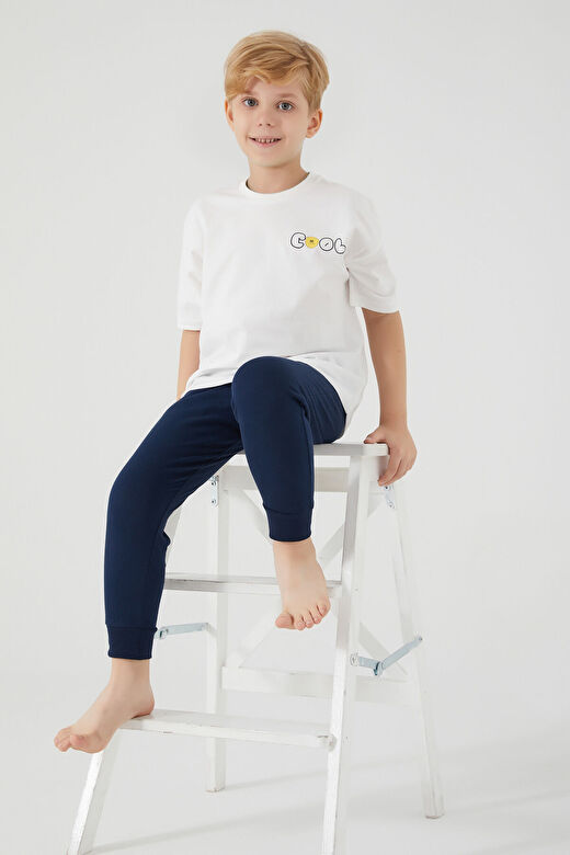 Rolypoly Cool Krem Erkek Çocuk Kısa Kol Pijama Takım 3