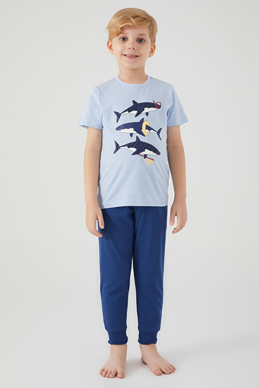 Rolypoly Shark Mavi Erkek Çocuk Kısa Kol Pijama Takım 2