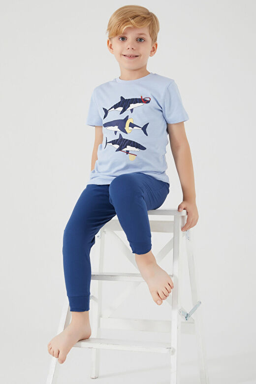 Rolypoly Shark Mavi Erkek Çocuk Kısa Kol Pijama Takım 3