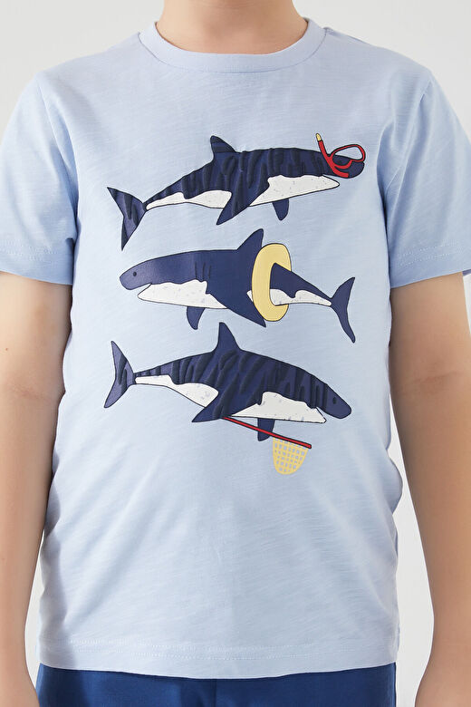 Rolypoly Shark Mavi Erkek Çocuk Kısa Kol Pijama Takım 4