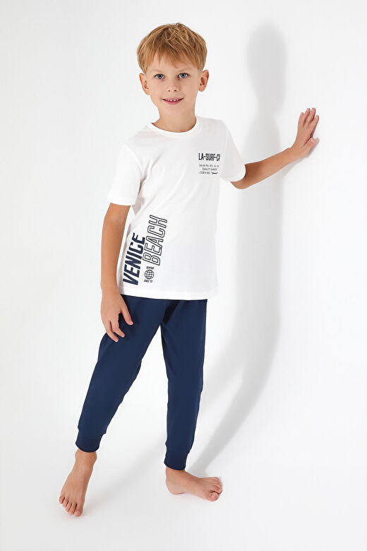 Rolypoly Summer Krem Erkek Çocuk Kısa Kol Pijama Takım 3