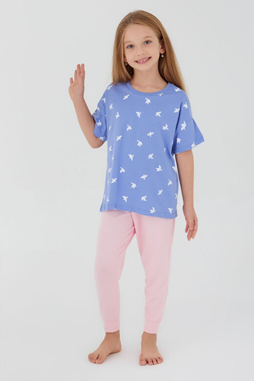 Rolypoly Flying Birds Lavanta Kız Çocuk Kısa Kol Pijama Takım 3