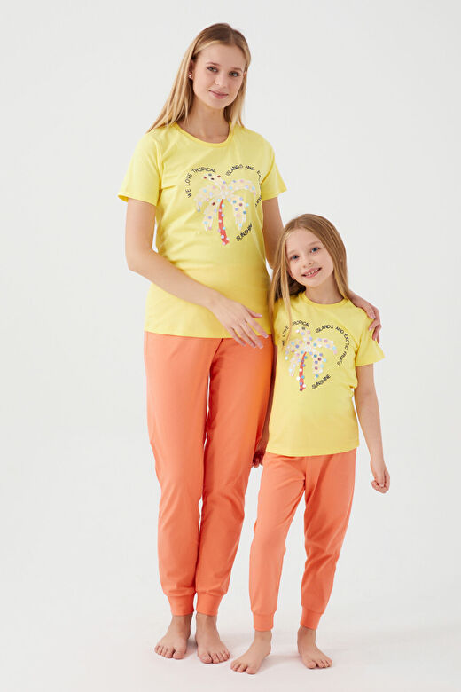 Rolypoly We Love Tropical Yeşil Kız Çocuk Kısa Kol Pijama Takım 2