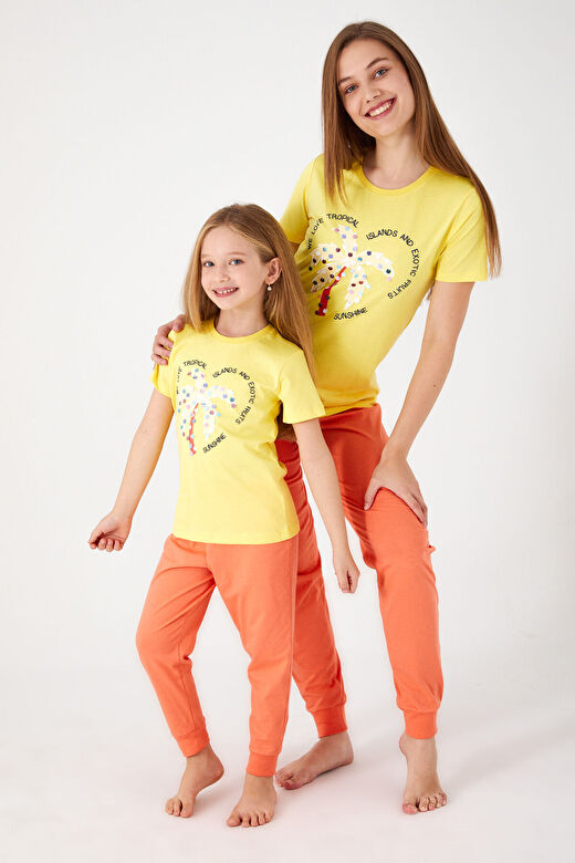 Rolypoly We Love Tropical Yeşil Kız Çocuk Kısa Kol Pijama Takım 4