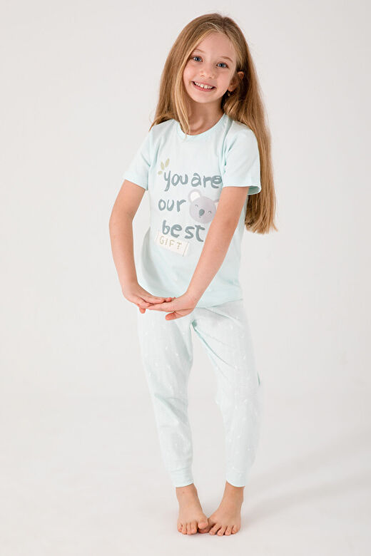 Rolypoly Gift Yeşil Kız Çocuk Kısa Kol Pijama Takım 1