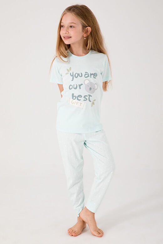 Rolypoly Gift Yeşil Kız Çocuk Kısa Kol Pijama Takım 3