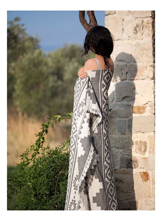 Rug Pamuk Koltuk Şalı Siyah 130x170 2