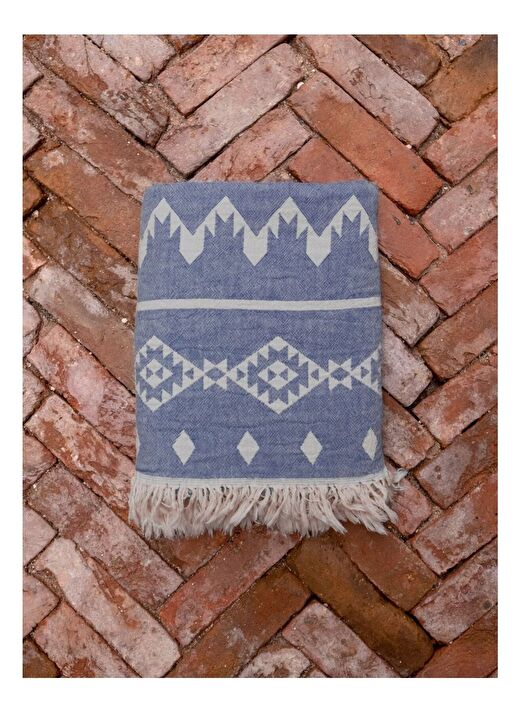 Kilim Pamuk Koltuk Şalı Denim 130x170 2
