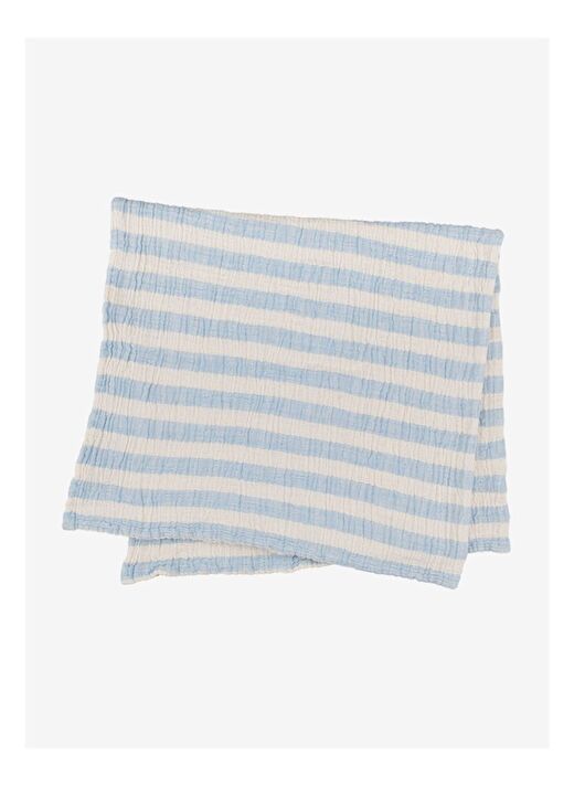 Stripy Pamuk Müslin Çok Amaçlı Örtü Mavi 80x80 1