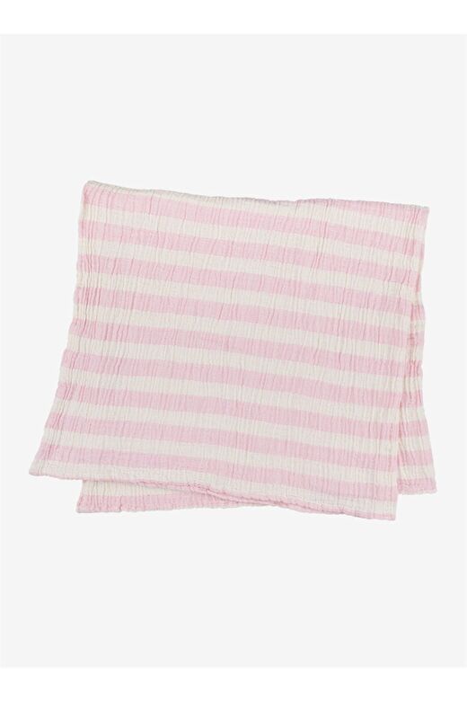 Stripy Pamuk Müslin Çok Amaçlı Örtü Pembe 80x80 1
