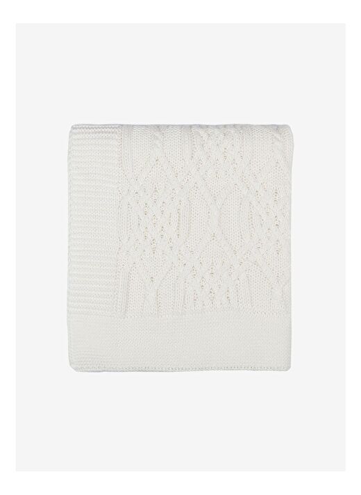 Bebek Knit Battaniye Kirik Beyaz 100x100 2