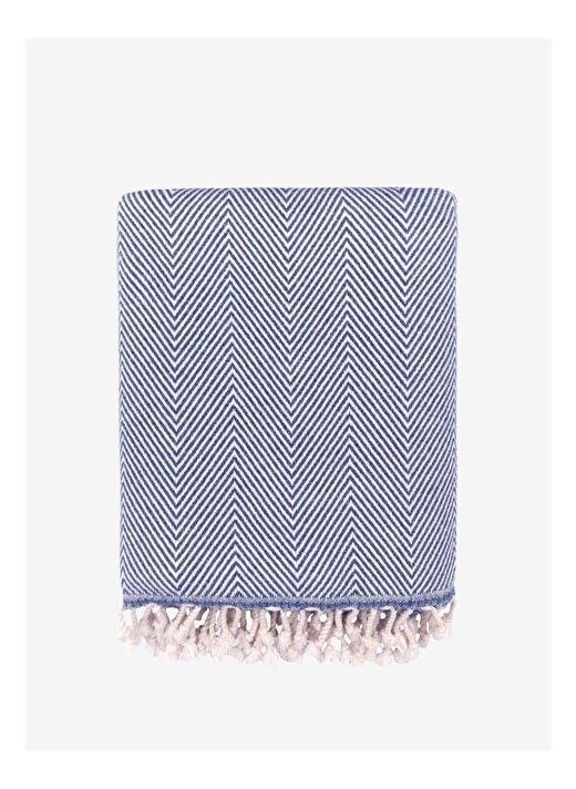 Wool Herringbone Yünlü Koltuk Şalı Denim 120x170 1