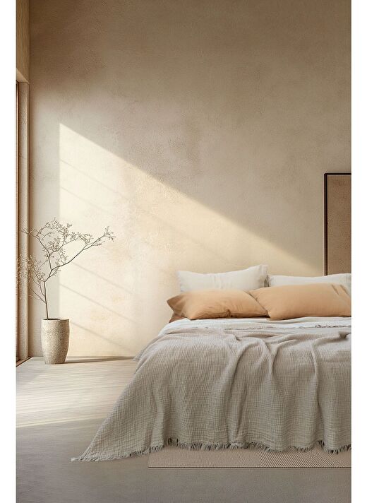 Cocoon 4 Kat Müslin Yatak Örtüsü Pike Bej 200x220 1