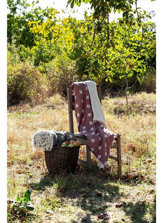 Taşıma Kemerli, Polar Kaplı, Çift Yüzlü, Yazı Jakarlı Throw Burgundy 130x170 2