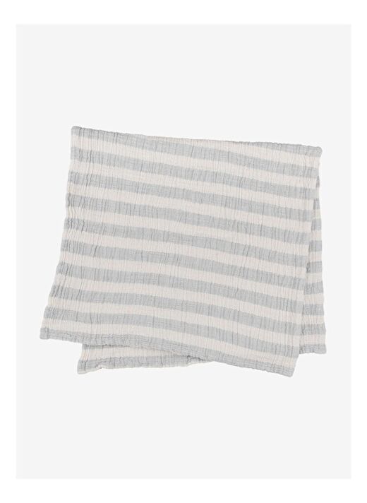 Stripy Pamuk Müslin Çok Amaçlı Örtü Gri 80x80 1