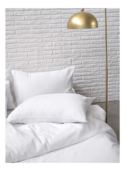 Washed Linen Keten Çift Kişilik Nevresim Beyaz 200x220 2