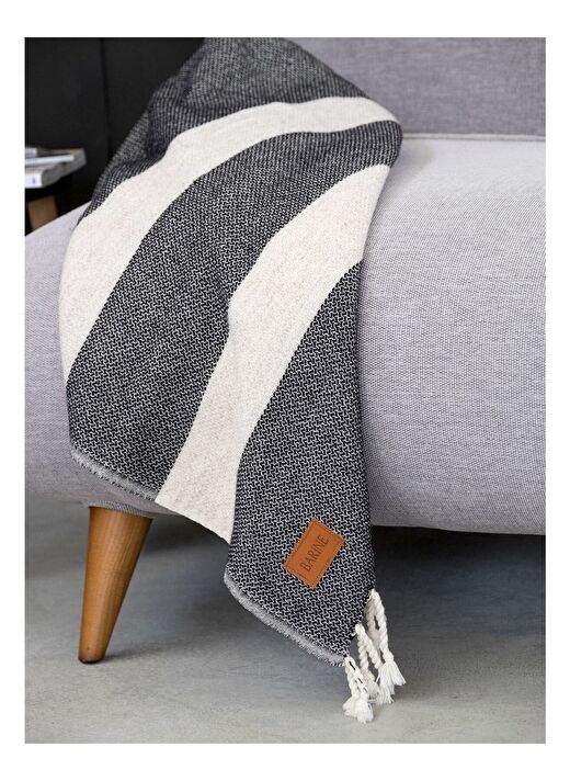 Wool Rice Yünlü Koltuk Şalı Battaniye Siyah 125x175 2