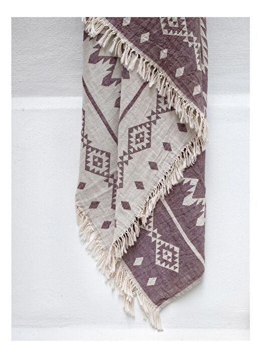 Kilim Pamuk Koltuk Şalı Bordo 130x170 3