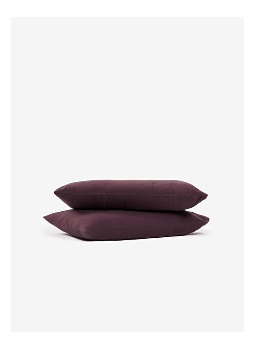 Washed Linen Keten Yastık Kılıfı 2'li Bordo 50x70 1